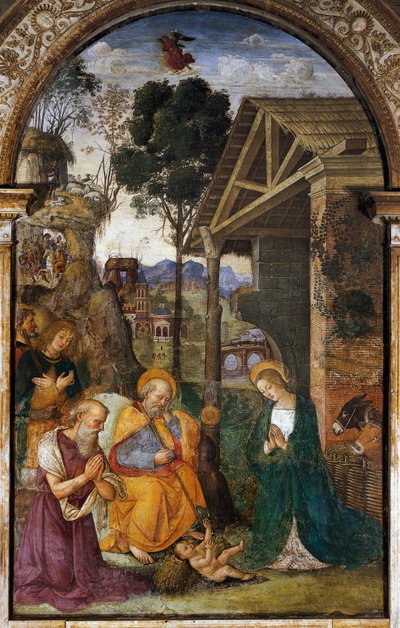Natività con San Girolamo, giovanile affresco di Bernardino Betti detto Il Pinturicchio da Bernardino di Betto Pinturicchio