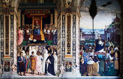 Pio II arriva ad Ancona per iniziare la crociata, affresco da Bernardino di Betto Pinturicchio