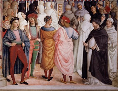 Pio II canonizza Santa Caterina da Siena nel 1461. Dettaglio da Bernardino di Betto Pinturicchio