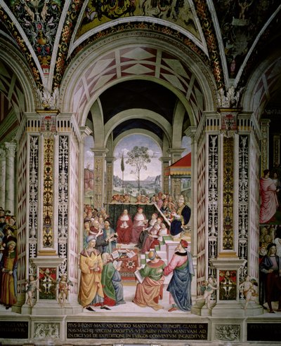 Papa Pio II (1405-64) presiede la Dieta di Mantova nel 1459 da Bernardino di Betto Pinturicchio
