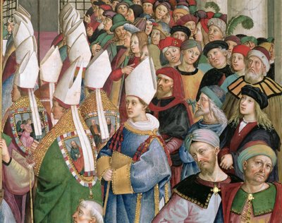 I cardinali che attraversano la folla di spettatori laici, dettaglio da 