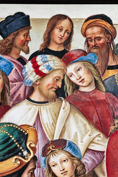 Biblioteca Piccolomini, parete nord-est: Enea Silvio tiene un