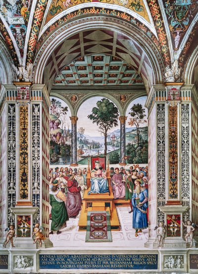 Biblioteca Piccolomini, parete nord-est: "Enea Silvio tiene un