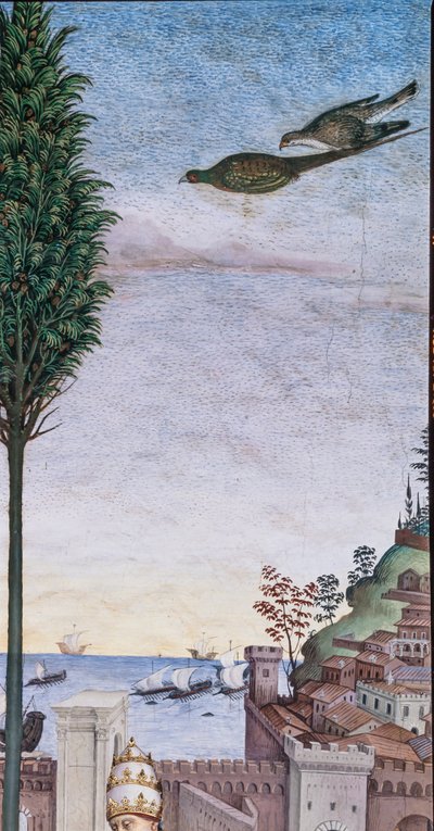 Biblioteca Piccolomini, parete sud-ovest: "Pio II benedice la flotta in partenza da Ancona per la Terra Santa" da Bernardino di Betto Pinturicchio
