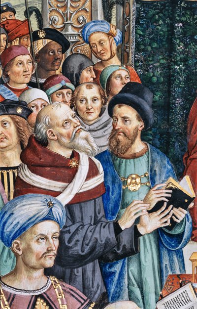 Biblioteca Piccolomini, parete sud-ovest: "Pio II presiede la Dieta di Mantova, 1 giugno" da Bernardino di Betto Pinturicchio