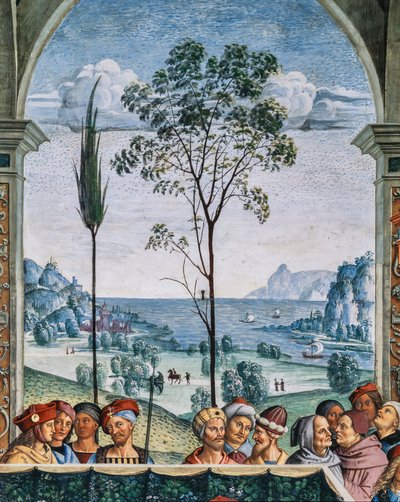 Biblioteca Piccolomini, parete sud-ovest: "Pio II presiede la Dieta di Mantova, 1 giugno" da Bernardino di Betto Pinturicchio