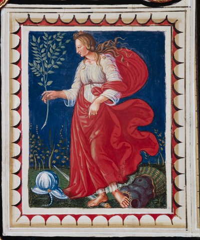 Biblioteca Piccolomini, soffitto, pannello con allegoria della Pace, affresco di Bernardino di Betto, noto come Pinturicchio da Bernardino di Betto Pinturicchio