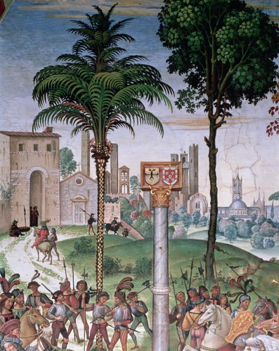 Veduta di Siena con la Cattedrale e Porta Camollia (dettaglio) da Bernardino di Betto Pinturicchio