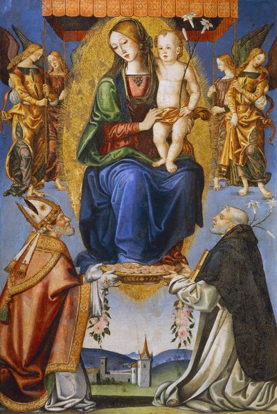 Madonna e Bambino con San Severino e Domenico da Bernardino di Mariotto