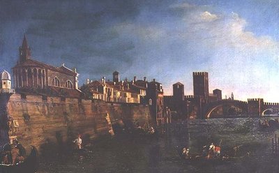 Veduta di Verona con il Castello Vecchio e il Ponte Vecchio da Bernardo (manner of) Bellotto