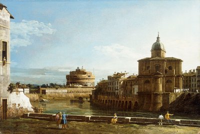 Veduta di Roma lungo il Tevere, con la Chiesa di San Giovanni dei Fiorentini oltre da Bernardo Bellotto