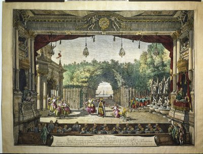 Balletto Le Turc Généreux da Les Indes Galantes di Jean-Philippe Rameau - nel Burgtheater di Vienna di Bernardo Bellotto (1720-1780) da Bernardo Bellotto