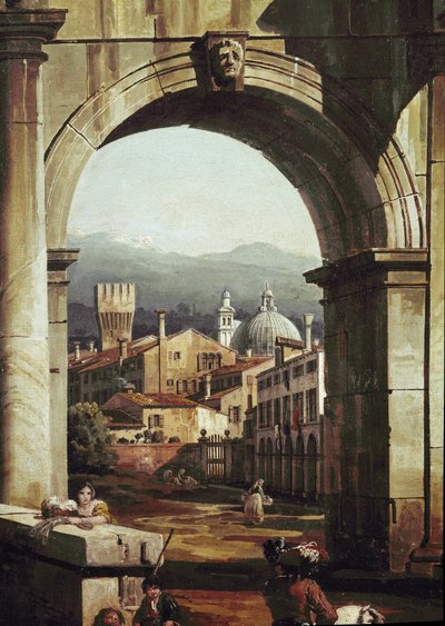 Capriccio romano con porta e mura (dettaglio) da Bernardo Bellotto