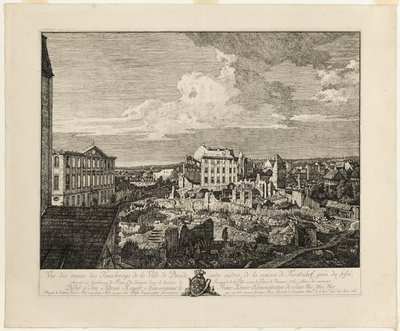 Le rovine del sobborgo di Pirnaischer con il Palais Fürstenhof da Bernardo Bellotto