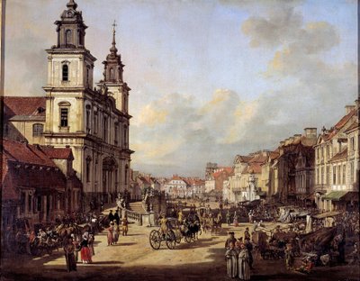 Veduta di via Krakowskie da via Nowyswiat a Varsavia nel 1778 da Bernardo Bellotto