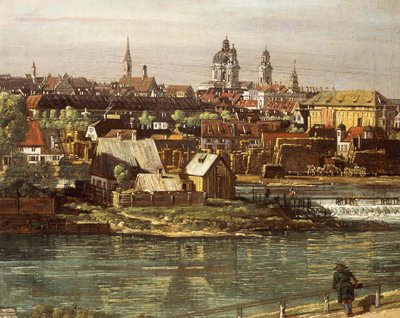 Veduta di Monaco da Haidhausen con il fiume Isar al centro (dettaglio) da Bernardo Bellotto