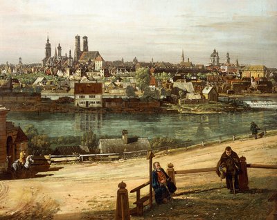 Veduta di Monaco da Haidhausen con il fiume Isar al centro (dettaglio) da Bernardo Bellotto