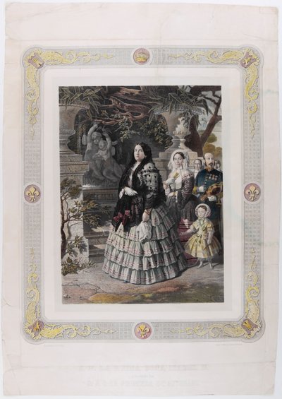 Sua Maestà la Regina Isabella II e sua augusta figlia Sua Altezza Serenissima la Principessa di As da Bernardo Blanco y Pérez