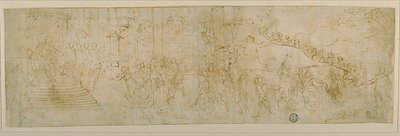 Salomone e la regina di Saba (recto); schizzo della regina di Saba (verso) da Bernardo Castello