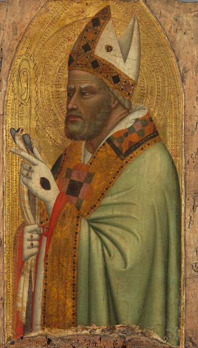 Heiliger Bischof mit einem Stieglitz da Bernardo Daddi