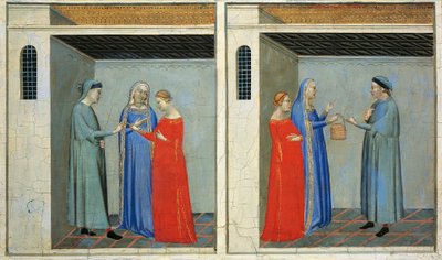 Predella con Storie della Sacra Cintola: matrimonio di Michele che riceve la dote della Sacra Cintola da Bernardo Daddi