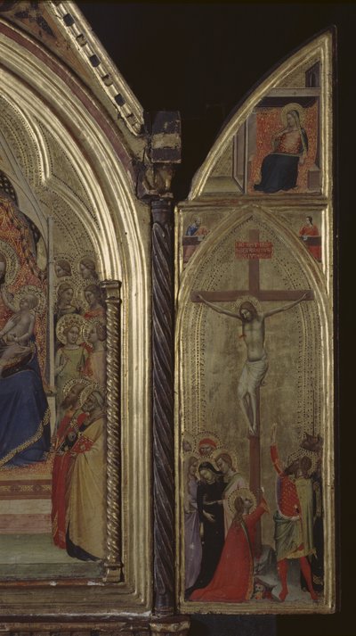 Trittico (pannello destro) La Crocifissione di Cristo e Annunciazione (in alto) da Bernardo Daddi