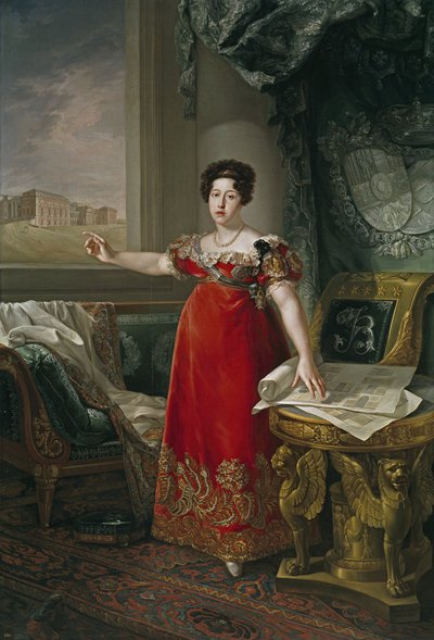 Maria Isabella di Braganza davanti al Museo del Prado da Bernardo Lopez y Piquer