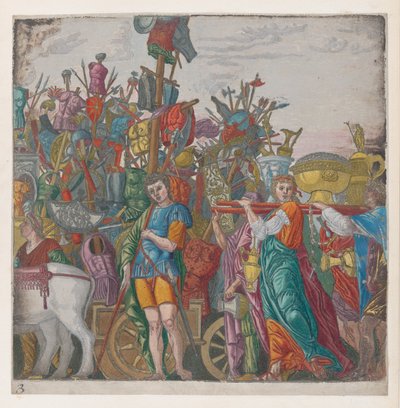 Foglio 3: Trofei di guerra, da Il trionfo di Giulio Cesare da Bernardo Malpizzi