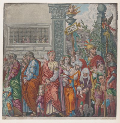 Foglio 7: processione, dal Trionfo di Giulio Cesare da Bernardo Malpizzi