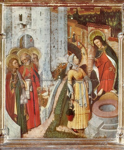 Gesù e la donna samaritana (dettaglio dal Pala della Trasfigurazione) da Bernardo Martorell