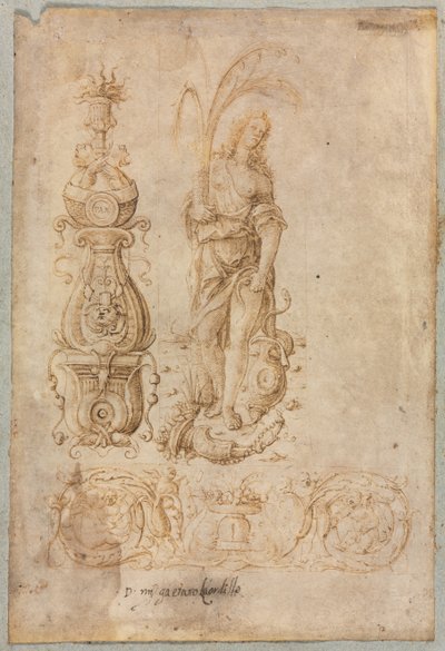 Progetto per un candelabro, figura allegorica dell