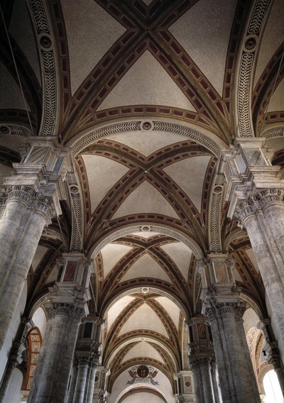 Veduta delle volte della navata della chiesa di Pienza progettata da Bernardo Rossellino da Bernardo Rossellino