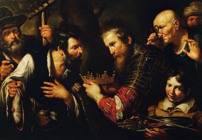 Alessandro Magno fa restituire da uno dei suoi ambasciatori la corona ad Abdolominus... (dipinto su tela) da Bernardo Strozzi