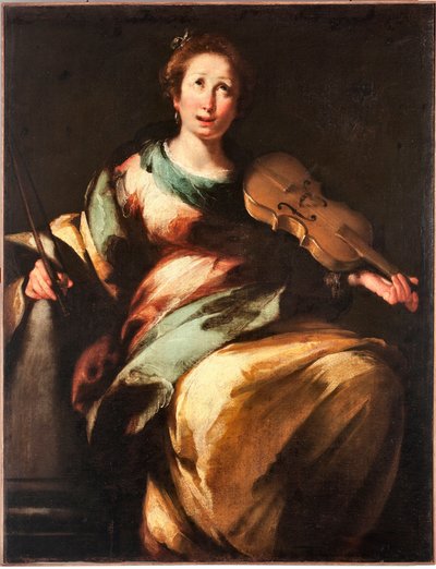 Rappresentazione di Santa Cecilia o Allegoria della Musica. Dipinto di Bernardo Strozzi da Bernardo Strozzi