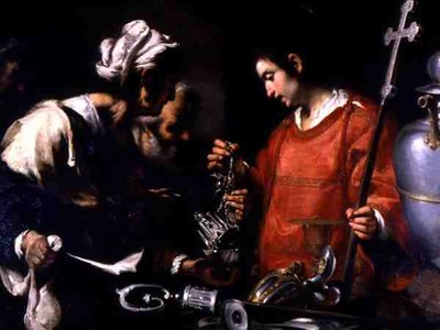San Lorenzo distribuisce le sue ricchezze ai poveri da Bernardo Strozzi