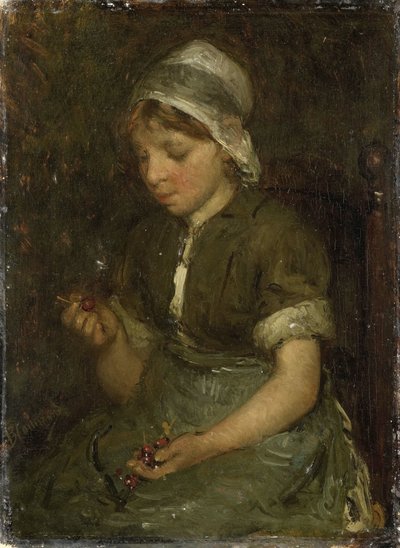 Ragazza con ciliegie da Bernardus Johannes Blommers