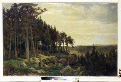 Un boscaiolo e un cacciatore in un paesaggio forestale da Berndt Lindholm