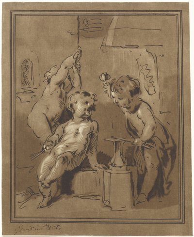 Tre putti vicino a un