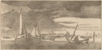 Fiume con città, 1775 da Bernhard Schreuder