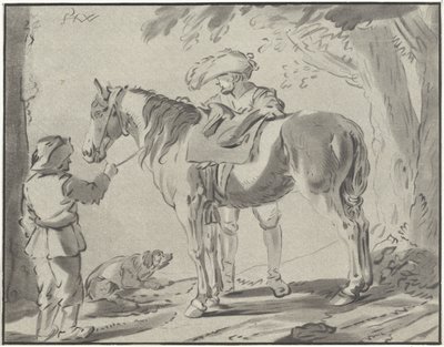 Due uomini accanto a un cavallo da Bernhard Schreuder