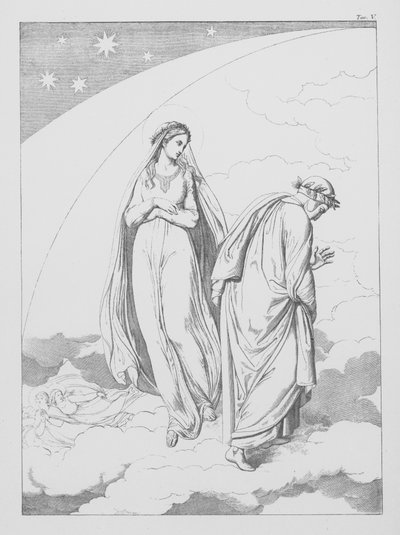 Divina Commedia di Dante, Paradiso, Tavola V (litografia) da Bernhard Schuler