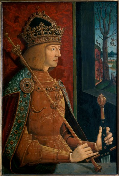 Imperatore Massimiliano I, con corona, scettro e spada da Bernhard Strigel