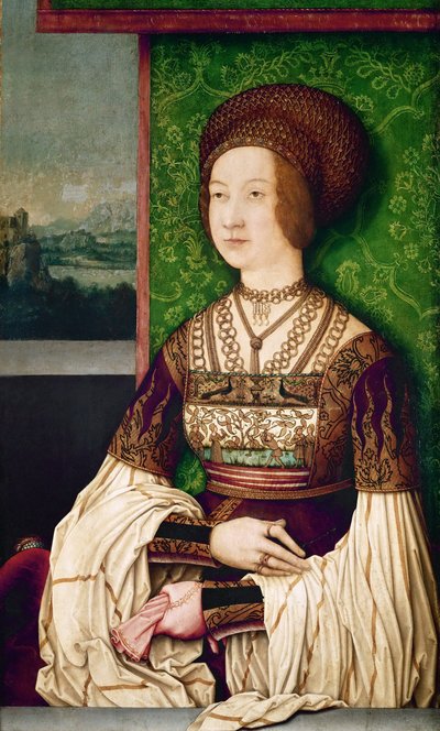 Ritratto di Bianca Maria Sforza 1472-1510, la seconda moglie di Massimiliano I, Imperatore del Sacro Romano Impero da Bernhard Strigel