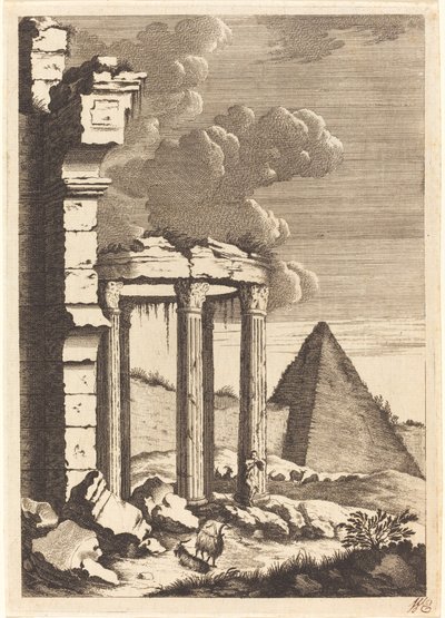 Capre davanti a Rovine e una Piramide da Bernhard Zaech after Jonas Umbach