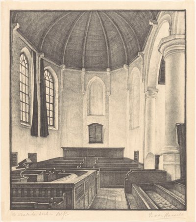 La chiesa di Waalsche a Delft da Bertha van Hasselt (signed by artist)