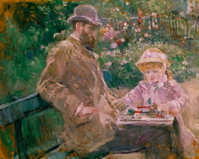 Eugene Manet e sua figlia nel giardino di Bougival da Berthe Morisot