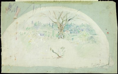 Ventaglio raffigurante Bougival, 1884 da Berthe Morisot