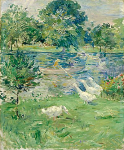 Ragazza in una barca con oche da Berthe Morisot