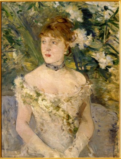 Giovane donna in abito da ballo da Berthe Morisot