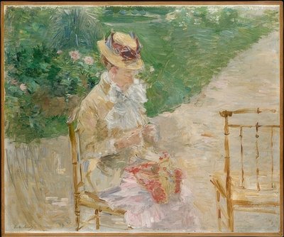 Giovane donna che lavora a maglia da Berthe Morisot
